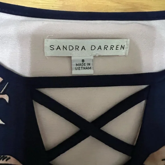 Sandra Darren Navy and Pink Dress - Picture 2 of 3